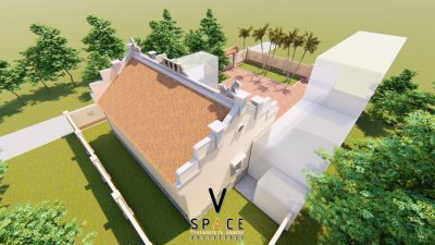 Phối cảnh nhà thờ họ 3 gian 2 mái bê tông giả gỗ tại phường Nghĩa Lộ, Lào Cai