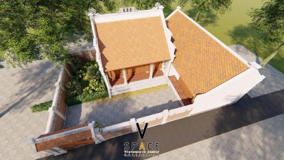 Phối cảnh nhà thờ họ 3 gian kết hợp sân vườn tại xã Thất Khê, Lạng Sơn