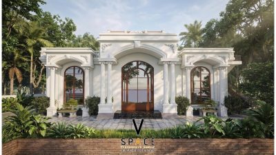 Bản vẽ 3D nhà thờ họ 3 gian 2 mái kết hợp nhà ở hiện đại tại phường Quy Nhơn Tây, Gia Lai
