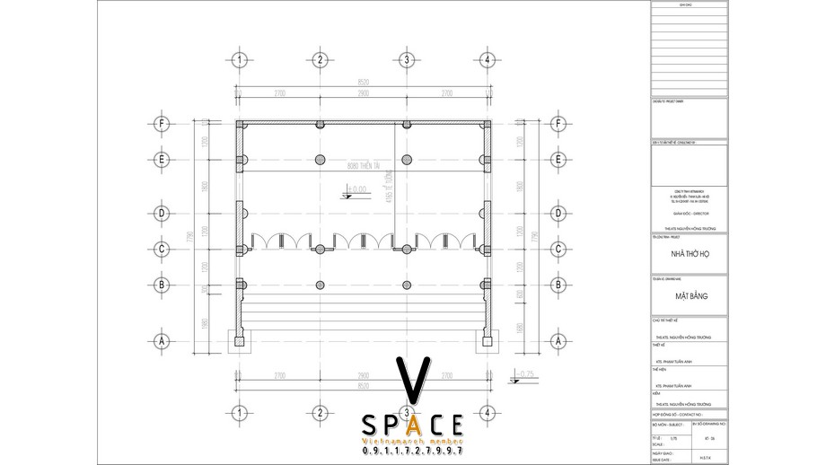 Bản vẽ mặt bằng nhà thờ họ 3 gian 2 mái tại phường Ba Đồn, Quảng Trị Bản vẽ mặt bằng nhà thờ họ 3 gian 2 mái tại phường Ba Đồn, Quảng Trị