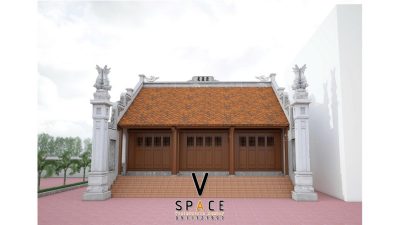 Bản vẽ mặt bằng nhà thờ họ 3 gian 2 mái tại phường Ba Đồn, Quảng Trị
