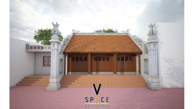 Bản vẽ nhà thờ họ 3 gian 2 mái có cột đồng trụ tại xã Đồng Tiến, Hà Tĩnh