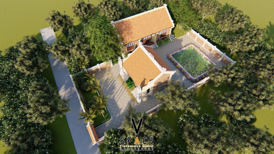 Phối cảnh 3D nhà thờ họ 3 gian 2 mái kết hợp nhà ngang tại phường Hoa Lư, Ninh Bình Phối cảnh 3D nhà thờ họ 3 gian 2 mái kết hợp nhà ngang tại phường Hoa Lư, Ninh Bình