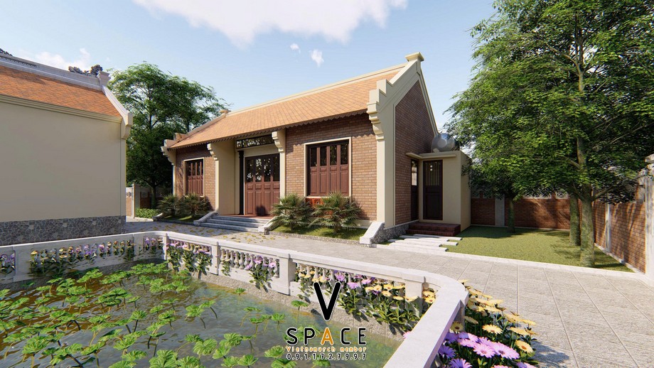 Phối cảnh 3D nhà thờ họ 3 gian 2 mái kết hợp nhà ngang tại phường Hoa Lư, Ninh Bình Phối cảnh 3D nhà thờ họ 3 gian 2 mái kết hợp nhà ngang tại phường Hoa Lư, Ninh Bình