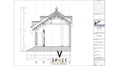 Phối cảnh nhà thờ họ 3 gian 2 mái bê tông giả gỗ tại phường Phường Thanh Khê, TP Đà Nẵng