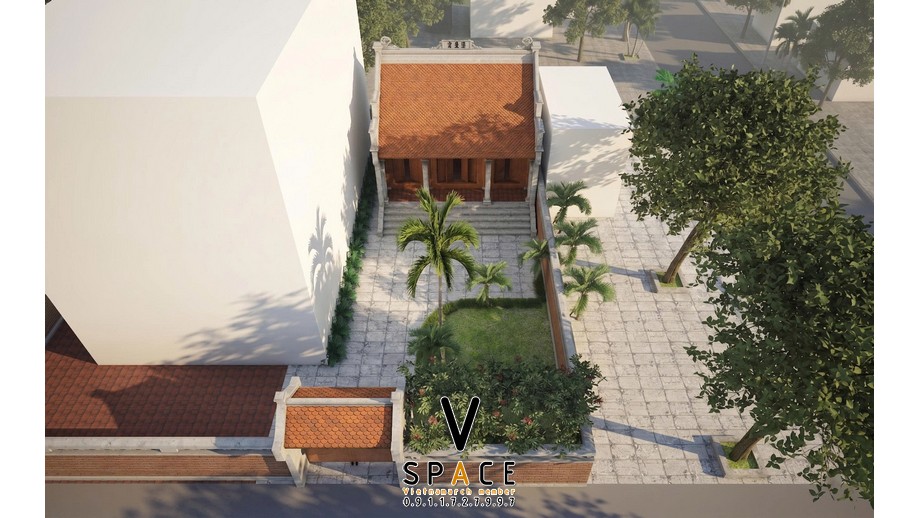 Phối cảnh nhà thờ họ 3 gian 2 mái bê tông giả gỗ tại phường Phường‍ Thanh‍ Khê, TP Đà Nẵng