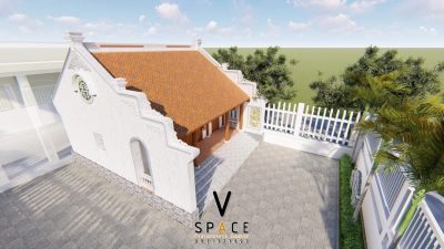 Thiết kế nhà thờ họ 3 gian 2 mái bê tông giả gỗ tại xã Vĩnh Lộc, Thanh Hoá
