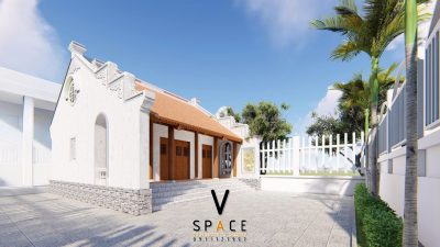 Thiết kế nhà thờ họ 3 gian 2 mái bê tông giả gỗ tại xã Vĩnh Lộc, Thanh Hoá