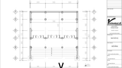Bản vẽ mặt bằng nhà thờ họ 3 gian kết hợp nhà ngang tại Phường Trảng Dài, Đồng Nai