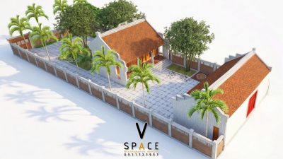 Bản vẽ mặt bằng nhà thờ họ 3 gian kết hợp nhà ngang tại Phường Trảng Dài, Đồng Nai