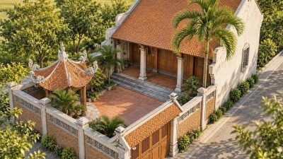 Phối cảnh nhà thờ họ 3 gian có lầu lục giác tại Phường Lâm Viên - Đà Lạt, Lâm Đồng