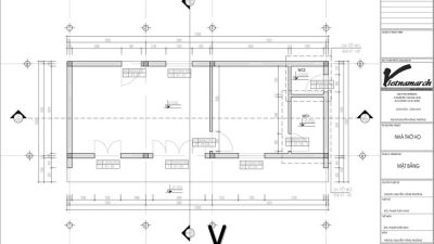 Bản vẽ mặt bằng nhà thờ họ 3 gian kết hợp nhà ngang tại Phường Trảng Dài, Đồng Nai