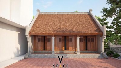 Phối cảnh nhà thờ họ 3 gian 2 mái có tiểu cảnh ngoài trời tại Xã Nhơn Hội, An Giang